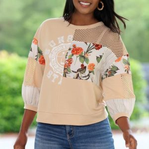 Floral Mesh Panel Sweatshirt