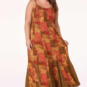 Plus Size Animal Patch Print Maxi Dress