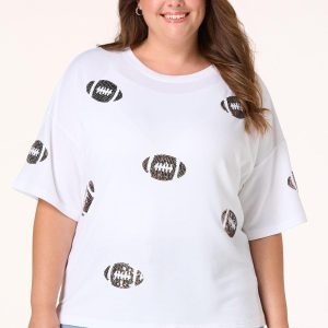 Plus Size Sequin Football Tunic Top