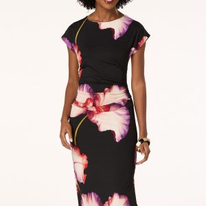 Floral Side Cinch Midi Dress