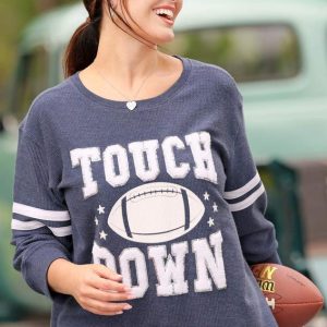 Plus Size Textured Touchdown Ribbed Top
