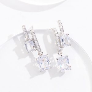 Cubic Zirconia Double Linear Earrings