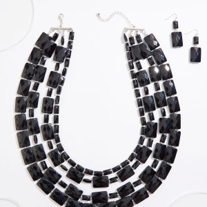 Square Layered Lucite Necklace Set