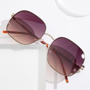 Tortoise Slim Arm Metal Sunglasses