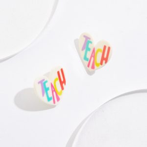 Lucite Teach Heart Earrings