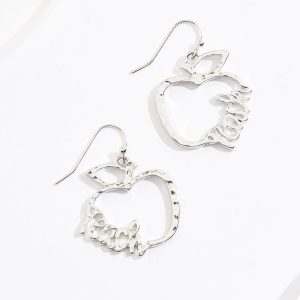 Teach Cutout Apple Earrings