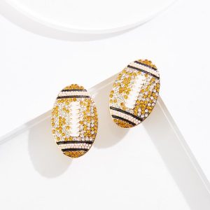 Glass Stone Football Earrings