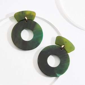 Lucite Marble Circle Earrings