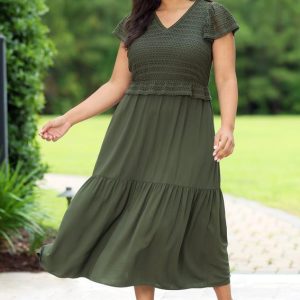 Plus Size Crochet Top Twofer Midi Dress