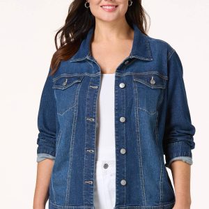 Plus Size Dark Wash Denim Jacket