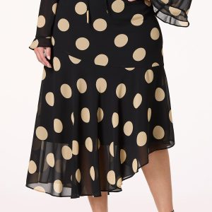Plus Size Polka Dot Midi Skirt