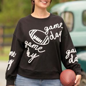 Plus Size Chenille Game Day Sweatshirt
