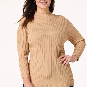 Plus Size Ribbed Mock Neck Sweater