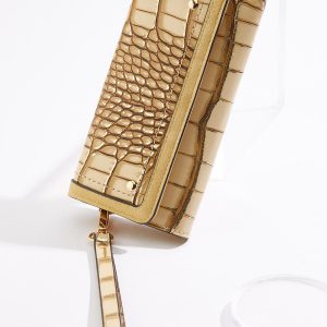Metallic Croc Wristlet Wallet