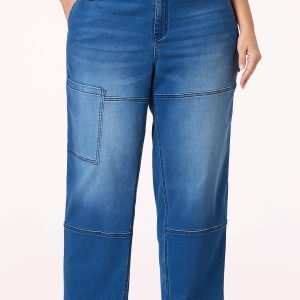 Plus Petite Knit Utility Jeans