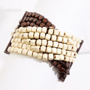 Two- Tone Wood Twist Stretch Bracelet