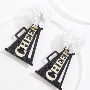 Glitter Cheer Horn Pom Earrings