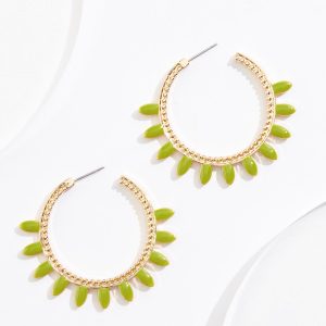 Enamel Beamed Hoop Earrings