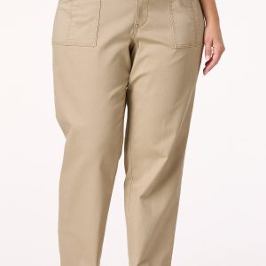 Plus Size Patch Pocket Twill Pants