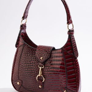Textured Shiny Shoulder Handbag