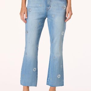 Embellished Cropped Flare Jeans