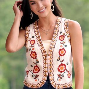 Ripple Weave Embroidered Vest