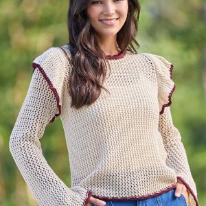 Open Stitch Flutter Sleeve Sweater