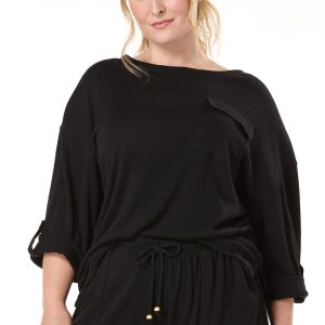 Plus Size Knit Gauze Top