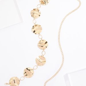 Plus Size Textured Gold Disc Chain Belt
