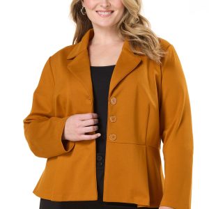 Plus Size Peplum Pleated Ponte Blazer