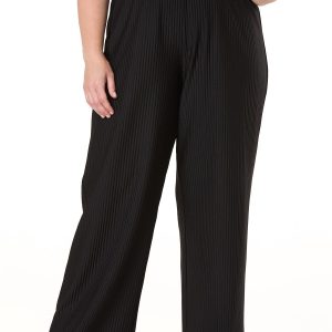 Plus Size Stretch Pleated Pull- On Pants