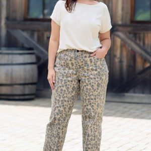Plus Size Animal Straight Leg Jeans