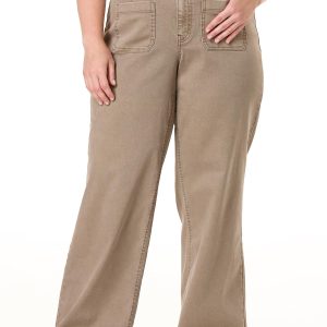 Plus Size Patch Pocket Wide Leg Jeans