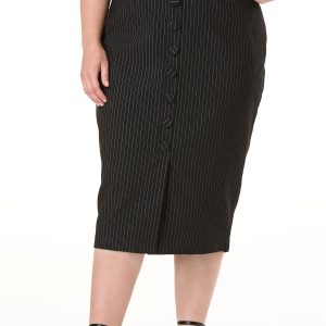Plus Size Pinstripe Bengaline Skirt