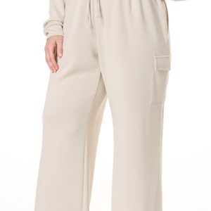 Plus Size Neutral Scuba Wide Leg Pants
