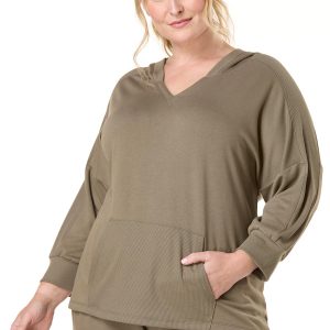 Plus Size French Terry Hooded Top