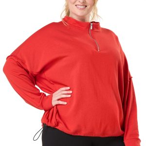 Plus Size Partial Zip Pullover