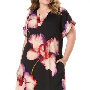 Plus Size Placed Floral Shift Dress
