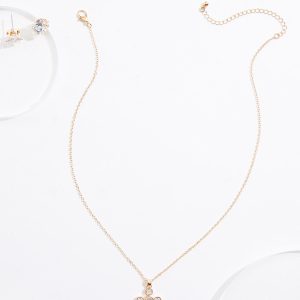 Cubic Zirconia Dainty Cross Necklace Set