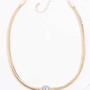 Bezel Stone Snake Chain Necklace