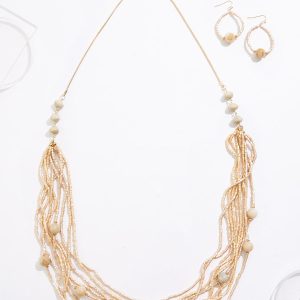 Seed Bead Layered Long Necklace Set