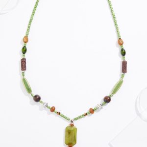 Wood Mixed Bead Long Necklace