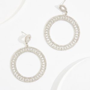 Rhinestone Circle Dangle Earrings