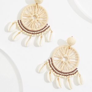 Raffia Shell Charm Earrings