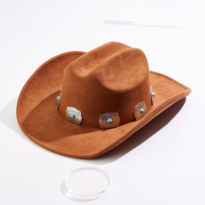 Faux Suede Western Hardware Hat