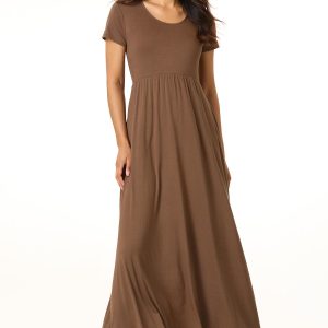Petite Solid Scoop Neck Maxi Dress