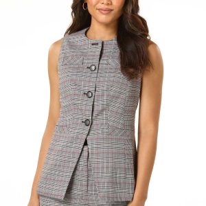Plaid Button Front Vest