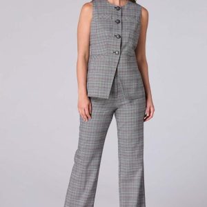 Plaid Sailor Button Trouser Pants