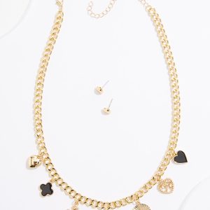 Inspirational Charm Gold Necklace Set