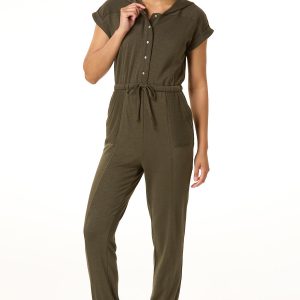 Solid Hooded Jogger Jumpsuit